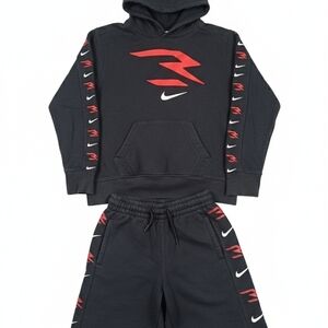 Nike Kids Black and Red Graphic Hoodie Set-M